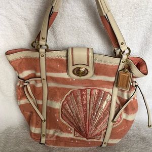 Coach Large Canvas Shell Shoulder Bag